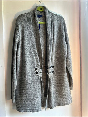 Apt. 9 Open-Front Button Tab Cardigan Gray XL NWT